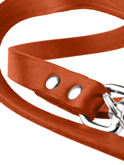 Adjustable leather leash - orange