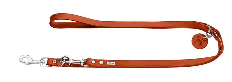 Adjustable leather leash - orange