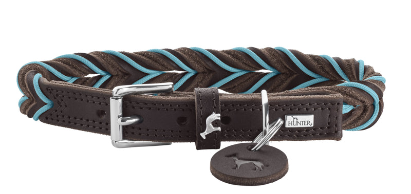 SOLID EDUCATION CORD collar - dark brown/turquoise