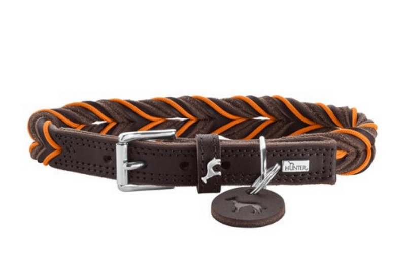 SOLID EDUCATION CORD collar - dark brown/orange