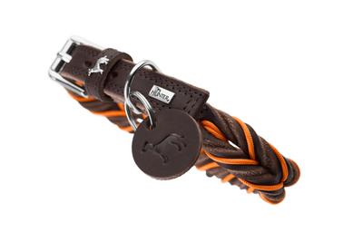 SOLID EDUCATION CORD collar - dark brown/orange