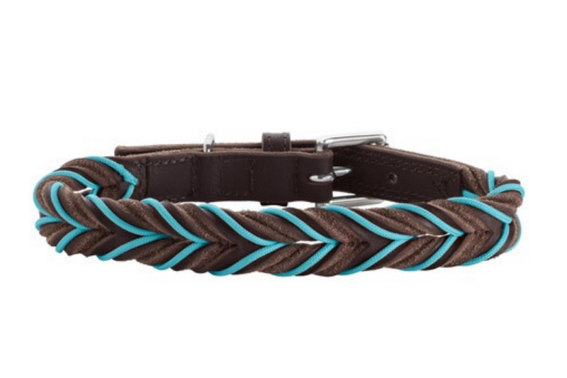 SOLID EDUCATION CORD collar - dark brown/turquoise