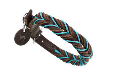 SOLID EDUCATION CORD collar - dark brown/turquoise