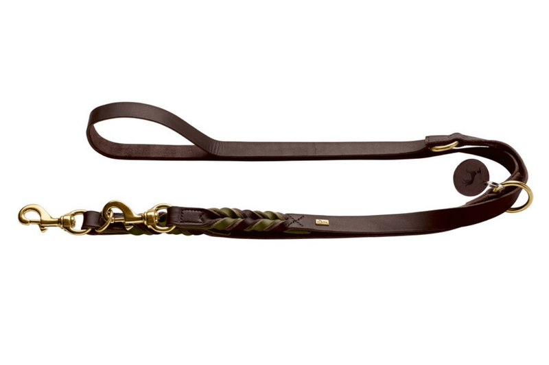 SOLID EDUCATION DUO adjustable leash - brown/olive